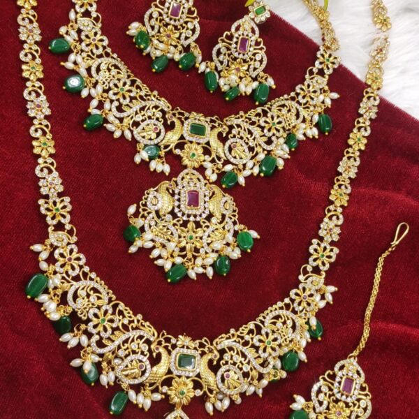 high quality..czs..matt gold finished combo set...