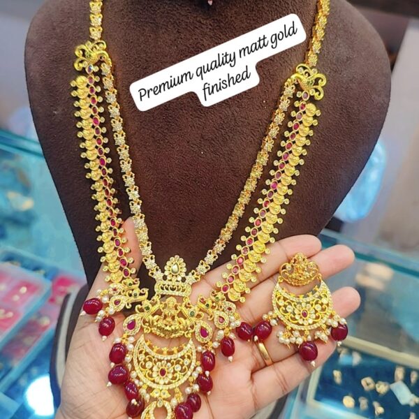 high quality.. Matt gold finished lakshmi devi double step haram