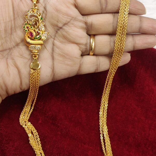 high quality..5 steps gold finish chandraharam..
