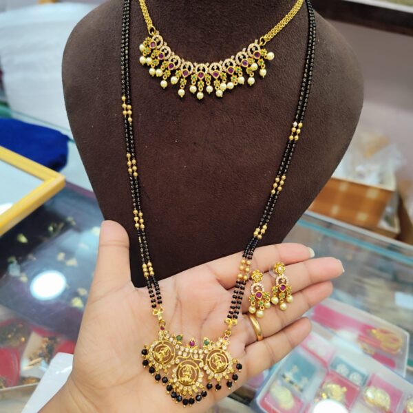 high quality matt finished necklace+24" long black beads..