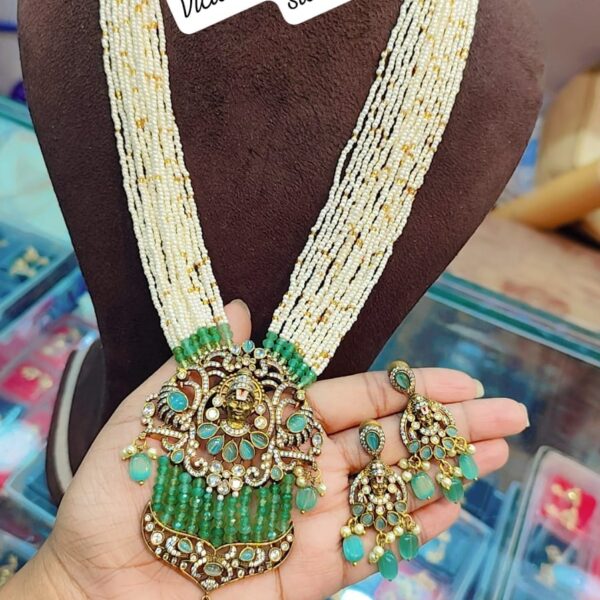 mossonaite stones designer balaji pearls haram..