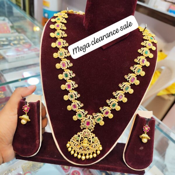 High quality.czss gold finish lakshmi devi haram..