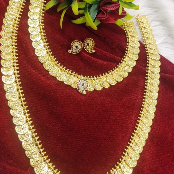 high quality gold finished kasula peru combo set...with screw back ear rings